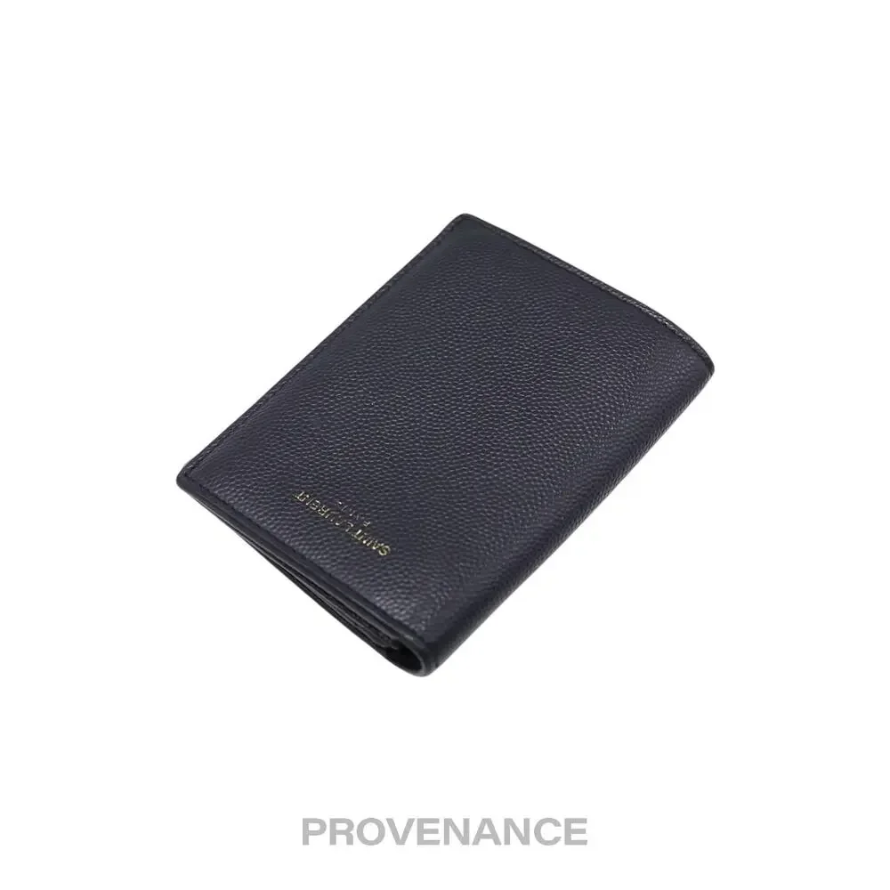 🔴 Saint Laurent Paris SLP Pocket Card Wallet - Navy Leather